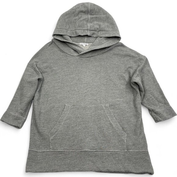 James Perse Gray Hooded Hoodie Sweatshirt 3/4 Sleeve Pullover Pockets Women's 4 - Picture 4 of 9